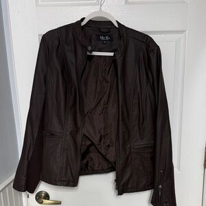 Mo.Ka Women's Dark Brown Faux Leather Jacket
